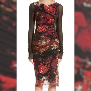 Fuzzp Floral Print Tulle Dress bodycon midi dress